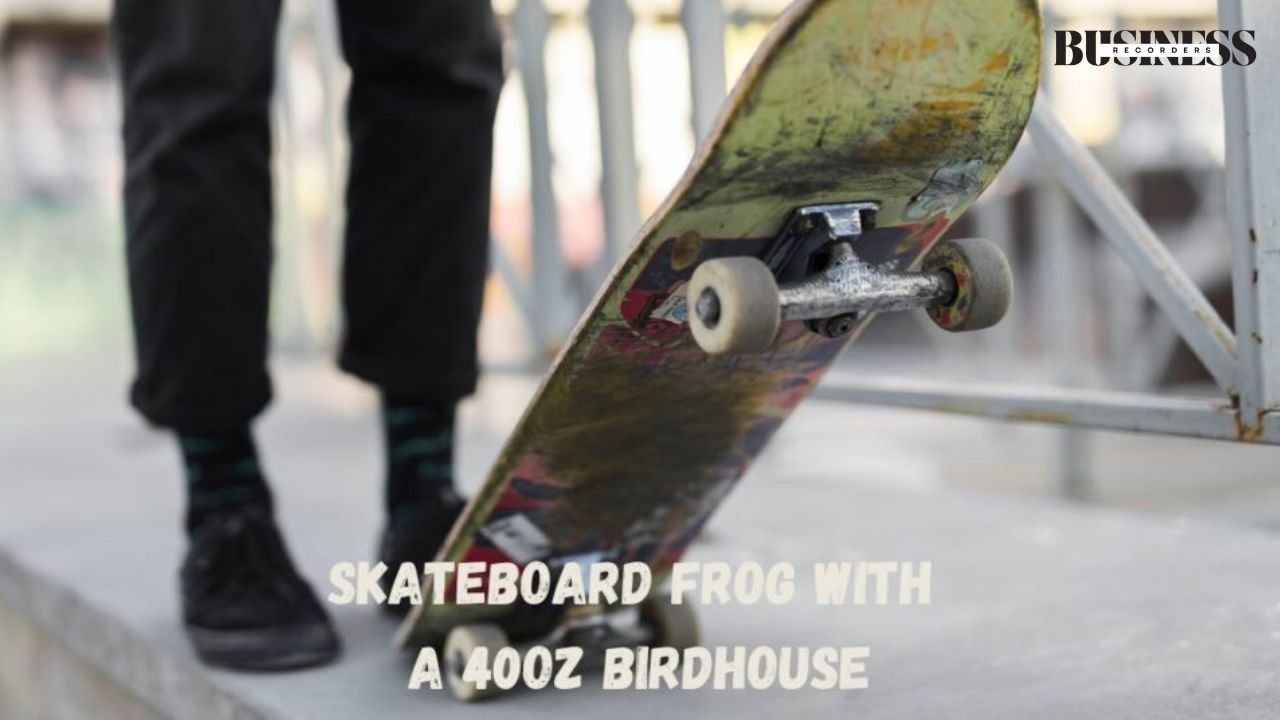 Skateboard Frog with a 40oz Birdhouse